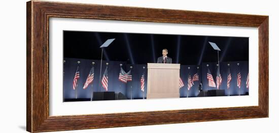 President-Elect Barack Obama Speaks on Election Night, Chicago, Illinois, Nov 4, 2008-null-Framed Photographic Print