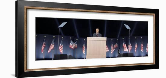 President-Elect Barack Obama Speaks on Election Night, Chicago, Illinois, Nov 4, 2008-null-Framed Photographic Print