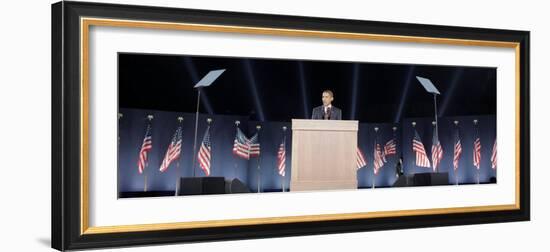 President-Elect Barack Obama Speaks on Election Night, Chicago, Illinois, Nov 4, 2008-null-Framed Photographic Print