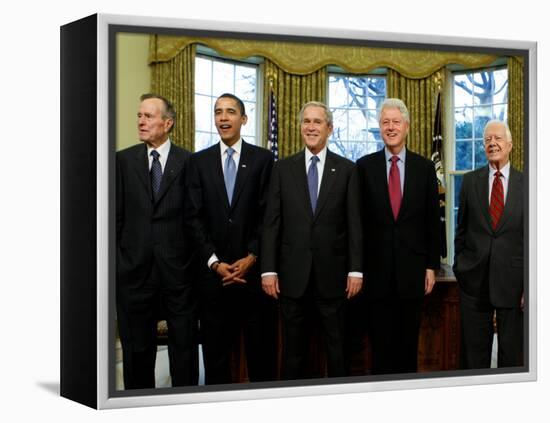 President-elect Barack Obama with All Living Presidents, January 7, 2009-null-Framed Premier Image Canvas