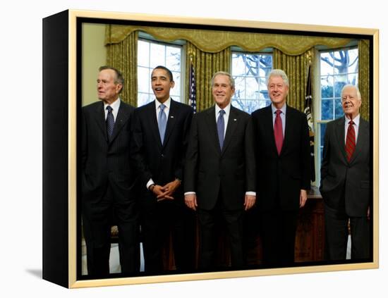 President-elect Barack Obama with All Living Presidents, January 7, 2009-null-Framed Premier Image Canvas