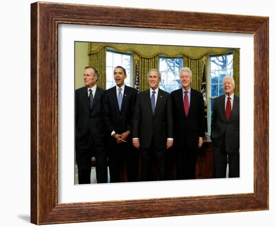 President-elect Barack Obama with All Living Presidents, January 7, 2009-null-Framed Photographic Print