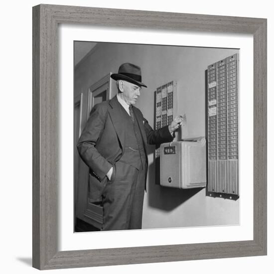 President Eugene Grace, Arriving for Work after Settlement of Bethlehem Steel Strike-Bernard Hoffman-Framed Photographic Print