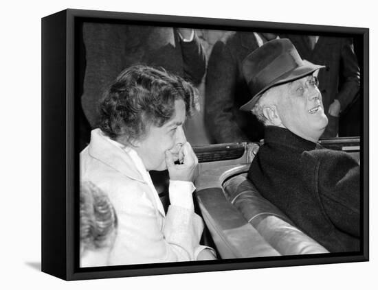 President Franklin and Eleanor Roosevelt During Informal Press Conference at Warms Springs, Georgia-null-Framed Stretched Canvas