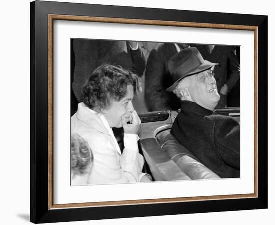 President Franklin and Eleanor Roosevelt During Informal Press Conference at Warms Springs, Georgia-null-Framed Photo