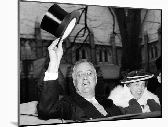 President Franklin and Eleanor Roosevelt Greeting Crowds in Washington DC-null-Mounted Photo