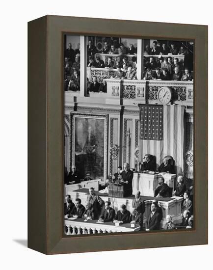 President Franklin D. Roosevelt at State of the Union Address, What It Would Take to Win the War-Thomas D^ Mcavoy-Framed Premier Image Canvas