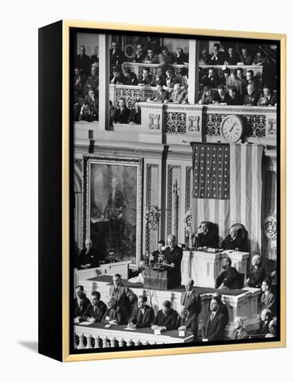 President Franklin D. Roosevelt at State of the Union Address, What It Would Take to Win the War-Thomas D^ Mcavoy-Framed Premier Image Canvas