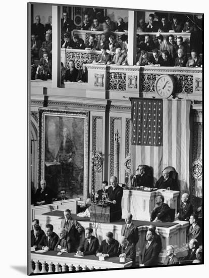 President Franklin D. Roosevelt at State of the Union Address, What It Would Take to Win the War-Thomas D^ Mcavoy-Mounted Photographic Print
