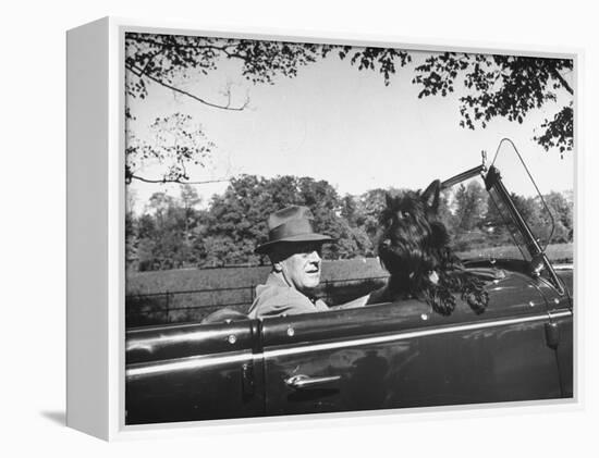 President Franklin D. Roosevelt Driving in His Convertible with His Dog Fala Through Hyde Park-null-Framed Premier Image Canvas