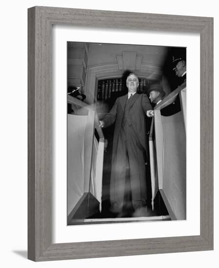 President Franklin D. Roosevelt Leaving after Speaking at the Opening of Congress-null-Framed Photographic Print
