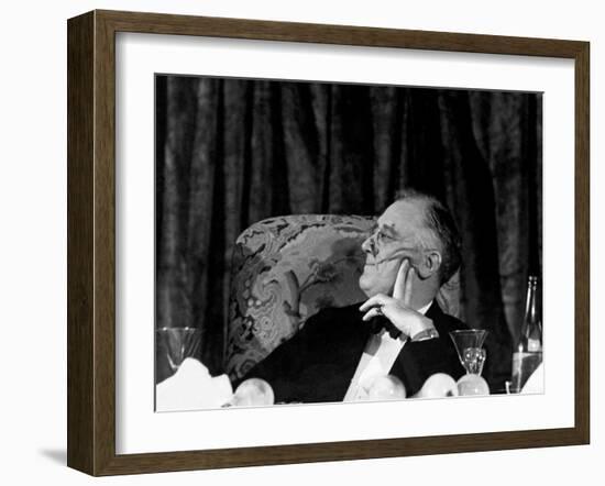 President Franklin D. Roosevelt Listening to Speeches During the Jackson Day Dinner-Thomas D^ Mcavoy-Framed Photographic Print