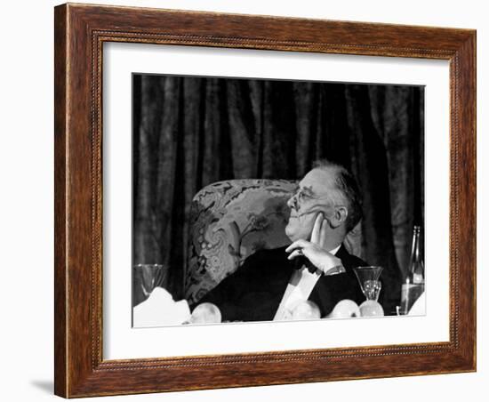 President Franklin D. Roosevelt Listening to Speeches During the Jackson Day Dinner-Thomas D^ Mcavoy-Framed Photographic Print