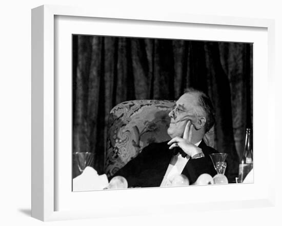 President Franklin D. Roosevelt Listening to Speeches During the Jackson Day Dinner-Thomas D^ Mcavoy-Framed Photographic Print