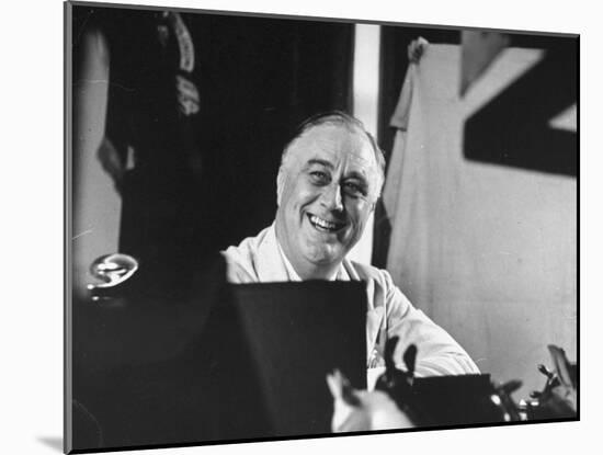 President Franklin D. Roosevelt Sitting at His Desk-null-Mounted Photographic Print