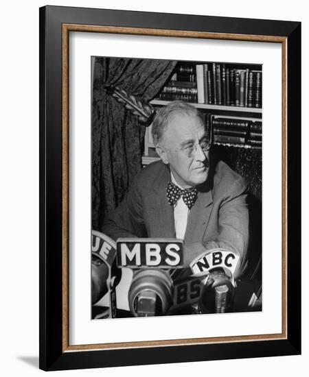 President Franklin D. Roosevelt Speaking on Pre Invasion Fireside Chat Radio Program-Marie Hansen-Framed Photographic Print