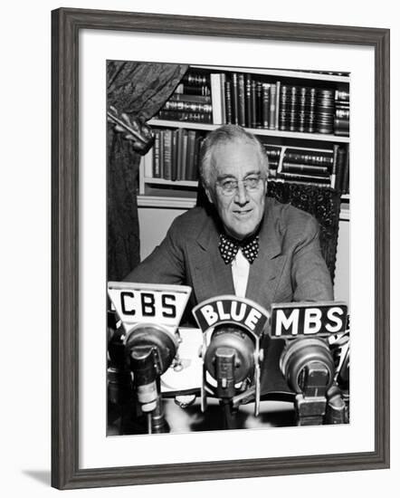 President Franklin D. Roosevelt Speaking on Pre-Invasion Fireside Chat Radio Program-null-Framed Photographic Print