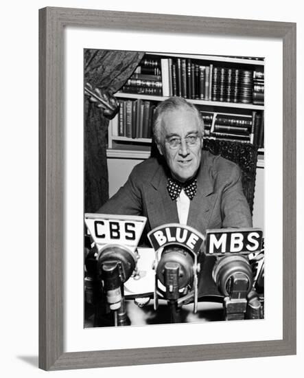 President Franklin D. Roosevelt Speaking on Pre-Invasion Fireside Chat Radio Program-null-Framed Photographic Print