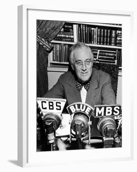 President Franklin D. Roosevelt Speaking on Pre-Invasion Fireside Chat Radio Program-null-Framed Photographic Print