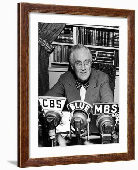 President Franklin D. Roosevelt Speaking on Pre-Invasion Fireside Chat Radio Program-null-Framed Photographic Print