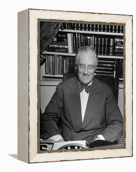 President Franklin D. Roosevelt Speaking on Pre-Invasion Fireside Chat Radio Program-null-Framed Premier Image Canvas