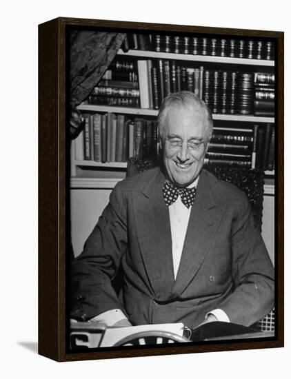 President Franklin D. Roosevelt Speaking on Pre-Invasion Fireside Chat Radio Program-null-Framed Premier Image Canvas