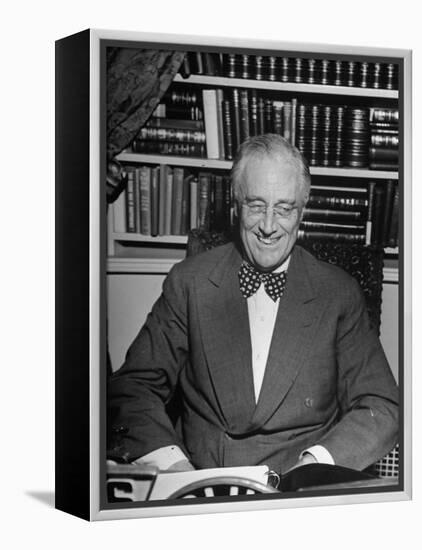 President Franklin D. Roosevelt Speaking on Pre-Invasion Fireside Chat Radio Program-null-Framed Premier Image Canvas