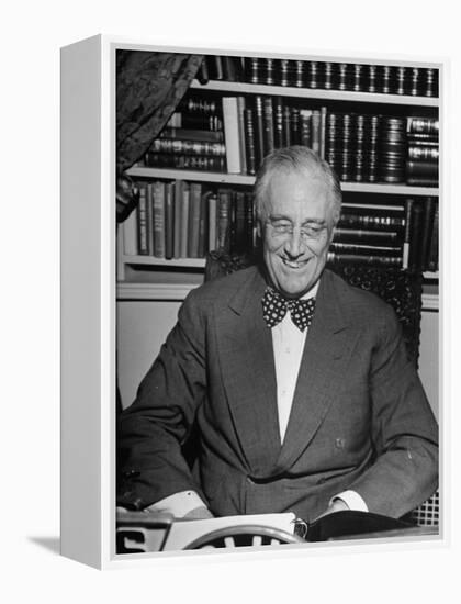 President Franklin D. Roosevelt Speaking on Pre-Invasion Fireside Chat Radio Program-null-Framed Premier Image Canvas