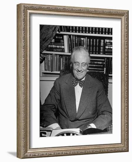 President Franklin D. Roosevelt Speaking on Pre-Invasion Fireside Chat Radio Program-null-Framed Photographic Print