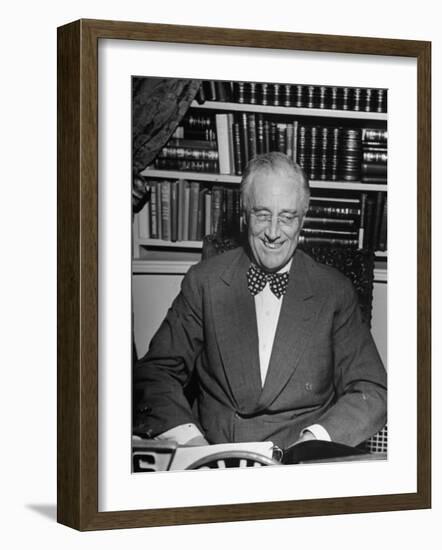 President Franklin D. Roosevelt Speaking on Pre-Invasion Fireside Chat Radio Program-null-Framed Photographic Print