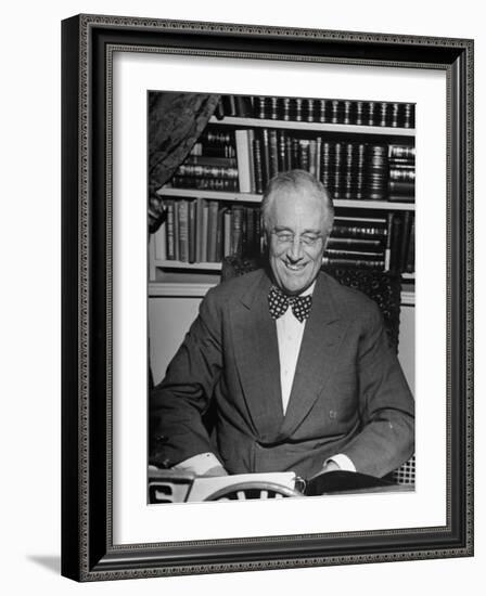 President Franklin D. Roosevelt Speaking on Pre-Invasion Fireside Chat Radio Program-null-Framed Photographic Print