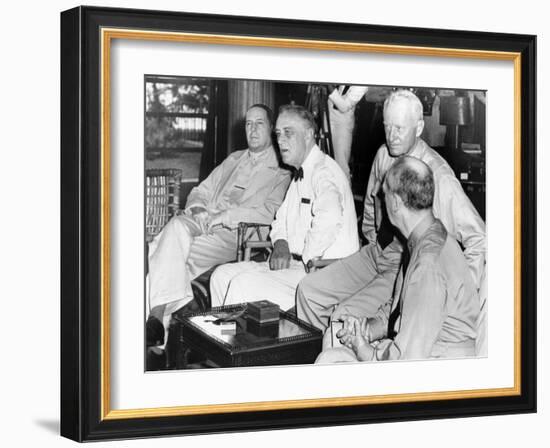 President Franklin Roosevelt at Pearl Harbor on June 11, 1944-null-Framed Photo