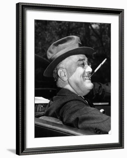 President Franklin Roosevelt, Debonair with His Cigarette Holder, 1939-null-Framed Photo