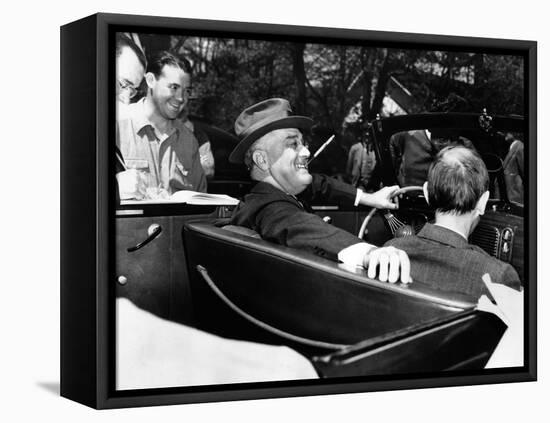 President Franklin Roosevelt, Debonair with His Cigarette Holder-null-Framed Stretched Canvas