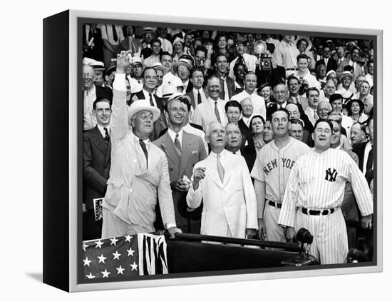 President Franklin Tossed Out the Ball Starting the All-Star Game in Griffith Stadium, Washington-null-Framed Stretched Canvas