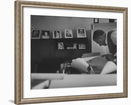 President Gamal Abdul Nasser at His Home Just after Port Said Invasion-null-Framed Photographic Print