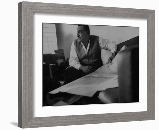 President Gamal Abdul Nasser at His Home Just after Port Said Invasion-null-Framed Photographic Print