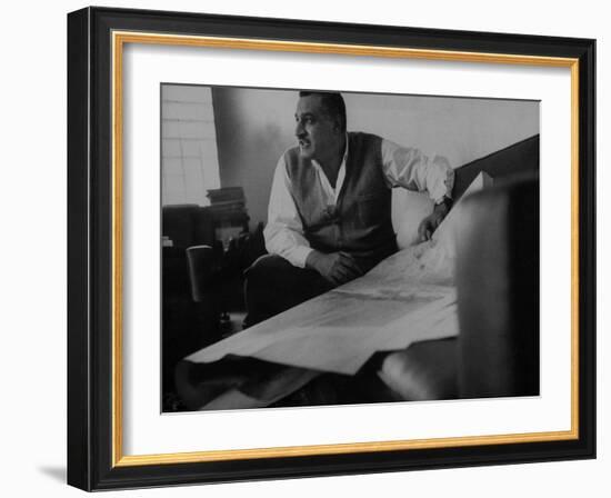 President Gamal Abdul Nasser at His Home Just after Port Said Invasion-null-Framed Photographic Print