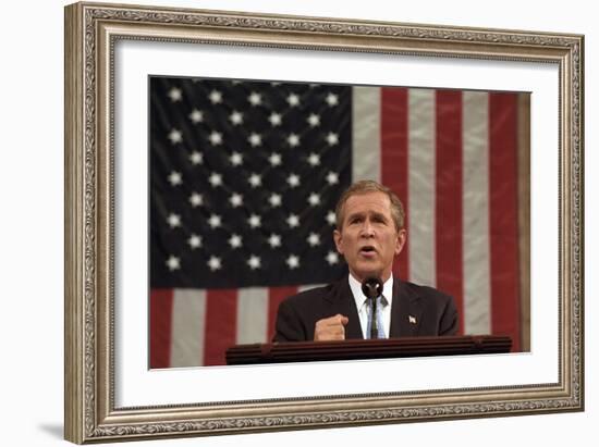 President George W. Bush Announced That 'Our War on Terror Begins with Al Qaeda-null-Framed Premium Photographic Print