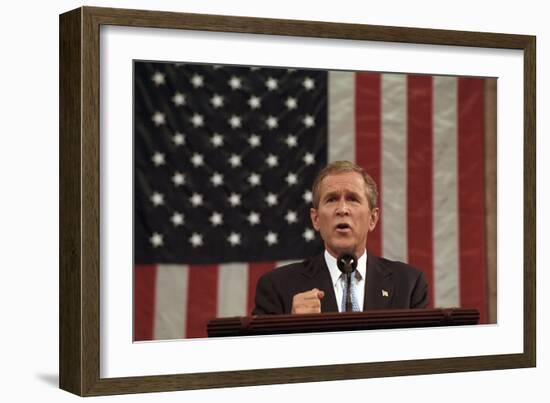 President George W. Bush Announced That 'Our War on Terror Begins with Al Qaeda-null-Framed Premium Photographic Print