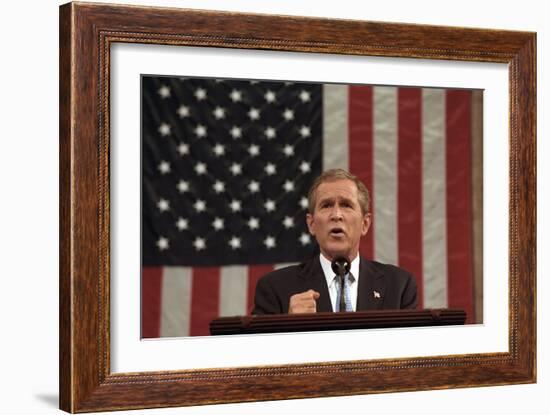 President George W. Bush Announced That 'Our War on Terror Begins with Al Qaeda-null-Framed Premium Photographic Print