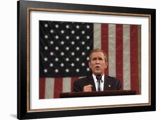 President George W. Bush Announced That 'Our War on Terror Begins with Al Qaeda-null-Framed Premium Photographic Print