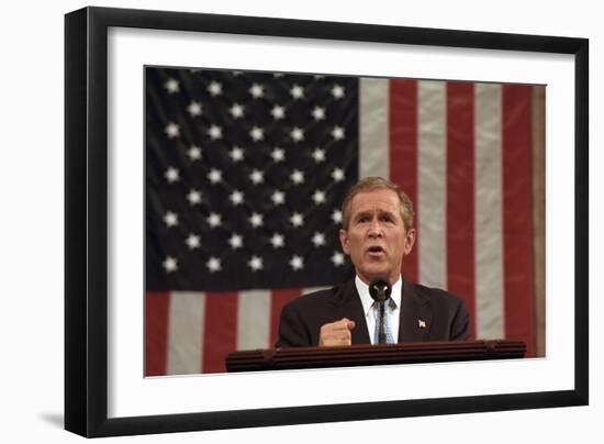 President George W. Bush Announced That 'Our War on Terror Begins with Al Qaeda-null-Framed Premium Photographic Print