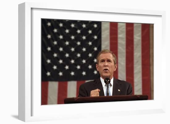 President George W. Bush Announced That 'Our War on Terror Begins with Al Qaeda-null-Framed Premium Photographic Print