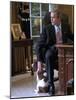 President George W. Bush Pets Spot in the Oval Office of the White House. Oct. 1, 2001-null-Mounted Photo