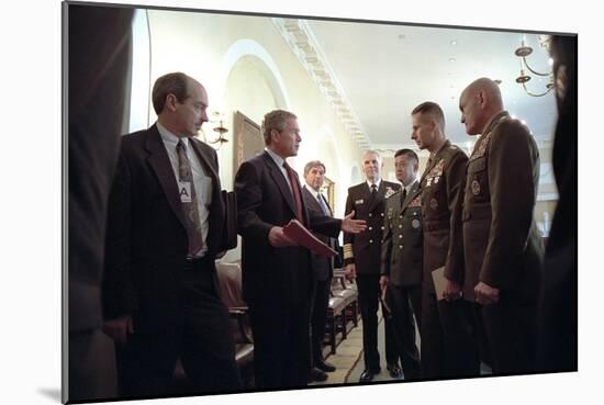 President George W. Bush with Chiefs of Staff, Oct. 24, 2001-null-Mounted Premium Photographic Print