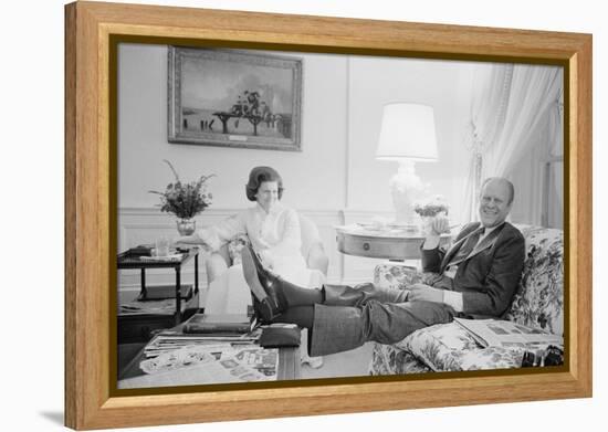 President Gerald Ford and First Lady Betty Ford in the living quarters of the White House, 1975-Marion S. Trikosko-Framed Premier Image Canvas