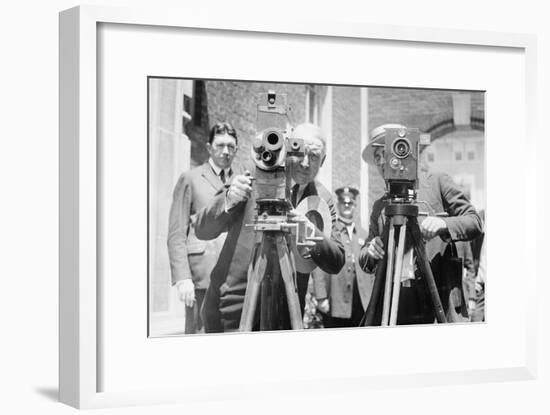 President Harding Tries Out a Motion Picture Camera-null-Framed Art Print