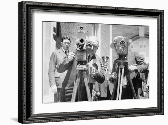 President Harding Tries Out a Motion Picture Camera-null-Framed Art Print