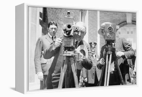 President Harding Tries Out a Motion Picture Camera-null-Framed Stretched Canvas